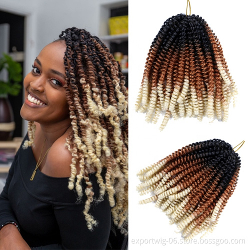 Ombre Spring Twist Hair 8Inch Fluffy Crochet Braids Synthetic Hair Extensions Rainbow 30strands/pcs Kinky Curly Twists